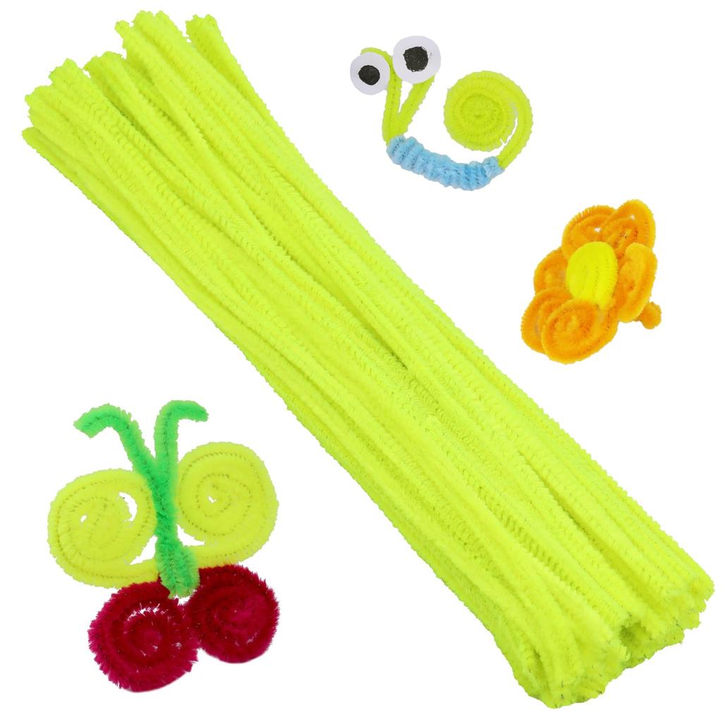 Fenrry 100PCS Pipe Cleaners Chenille Stem Solid Color Pipe Cleaners Set for Pipe Cleaners DIY Arts Crafts Decorations