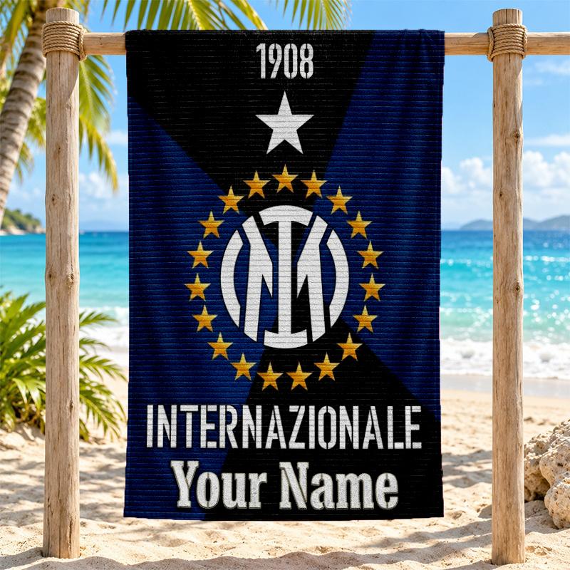 Inter Milan Custom Name Beach towels also serve as bath towels summer essential a musthave for the outdoors the beach and the pool holiday gift