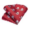 Red Men's Silk Tie Handkerchief Cufflinks Blue Printed Christmas Tie Festival Gift Wedding Party