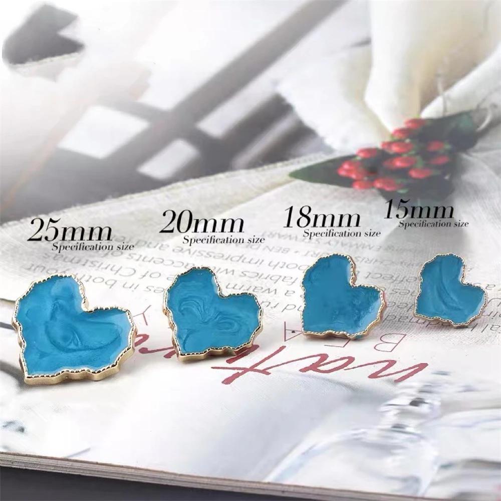 FCXDG 10pcs Simple Fashion Colourful Heart-shaped Metal Buttons Trench Coat Jumper Coat Casual Jacket Suit Decorative Buttons