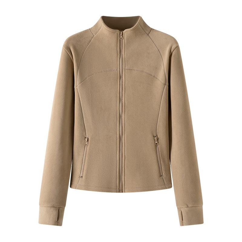 Women S Stand Collar Fleece Jacket Long Sleeve Slim Warm Winter Coat