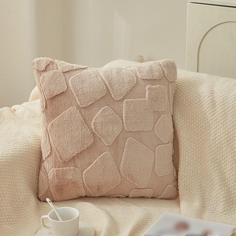 Faux Rabbit Fur Pillow Cover Super Soft Solid Color Cushion Cover Living Room Sofa Bedroom Plush Cushion Home Decoration