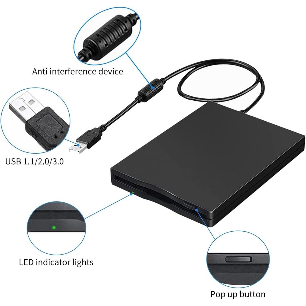 Дисковод для дискет 3,5" 1,44 МБ FDD Внешний USB Дисковод для дискет для Windows 11/10/8/7/XP/Vista Mac PC Ноутбук Настольный компьютер