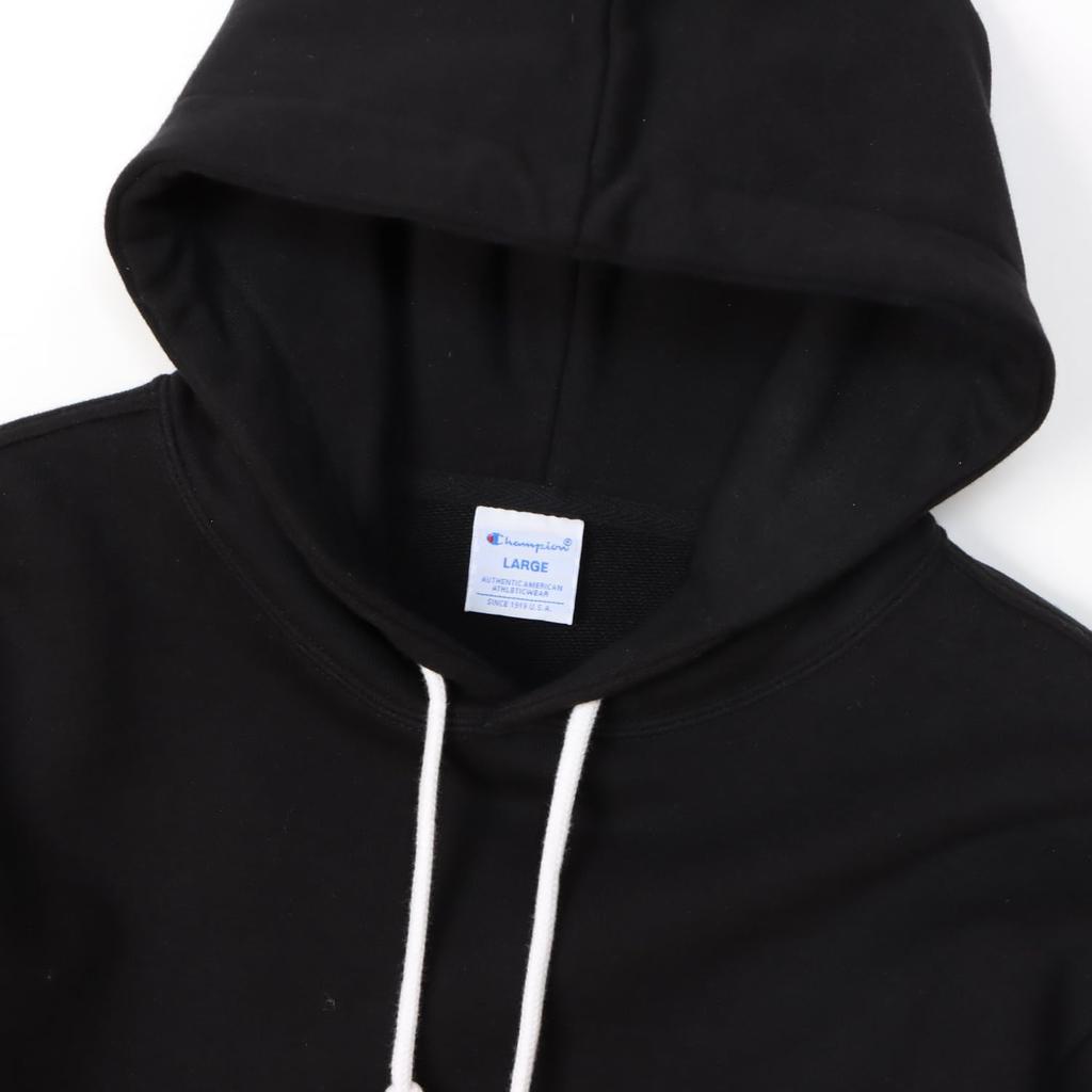 Толстовка с капюшоном с длинным рукавом, хлопок, США, вышитый логотип One Point, базовая черная, размер L [Champion] C3-Y138 для мужчин
