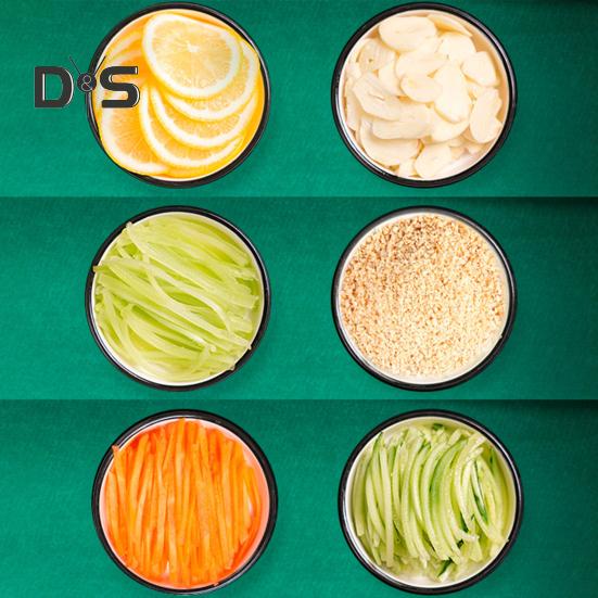 Измельчитель овощей без усилий, прочная присоска, 3 комплекта лезвий, удобный ручной роторный овощерезка, кухонные принадлежности