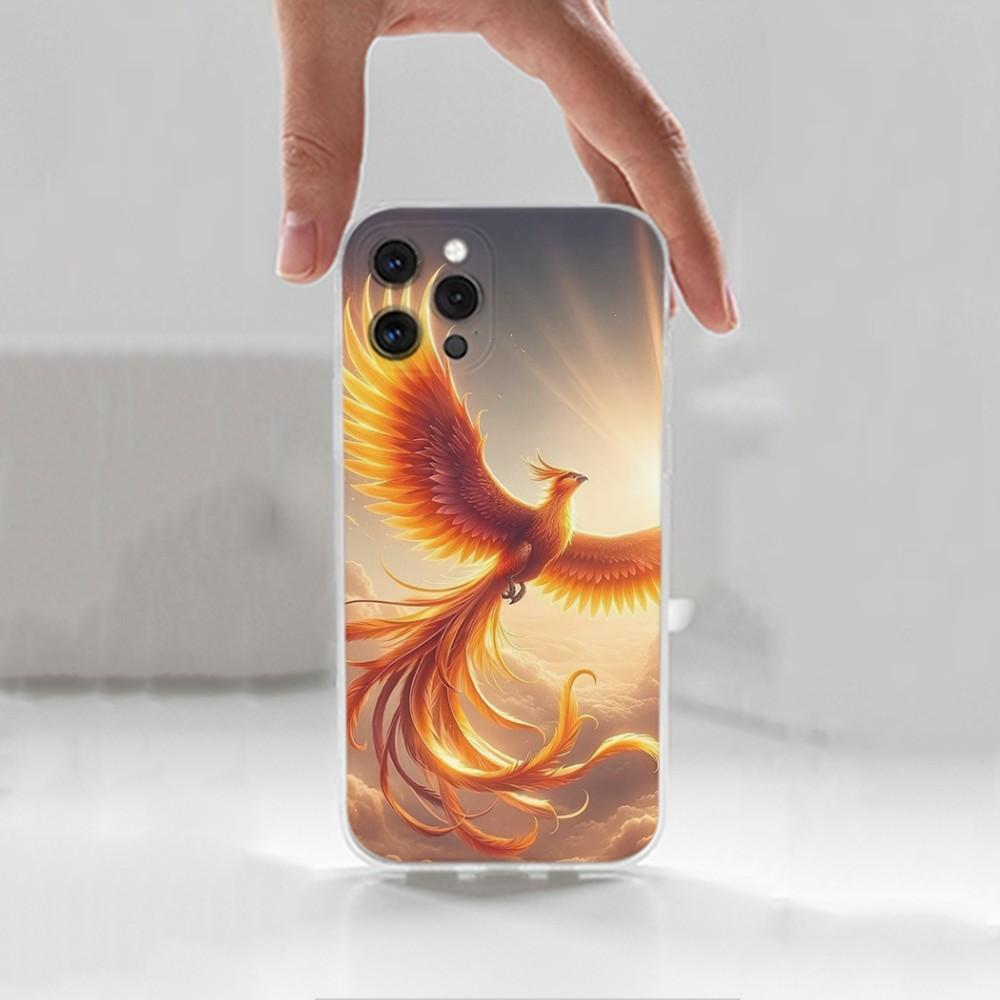 Крутой чехол для телефона с фениксом для iPhone 16,15,14,13,12,11 Plus,Pro,Max,XR,XS,X,7,8 Plus,SE,Mini, Прозрачный, Силиконовый чехол