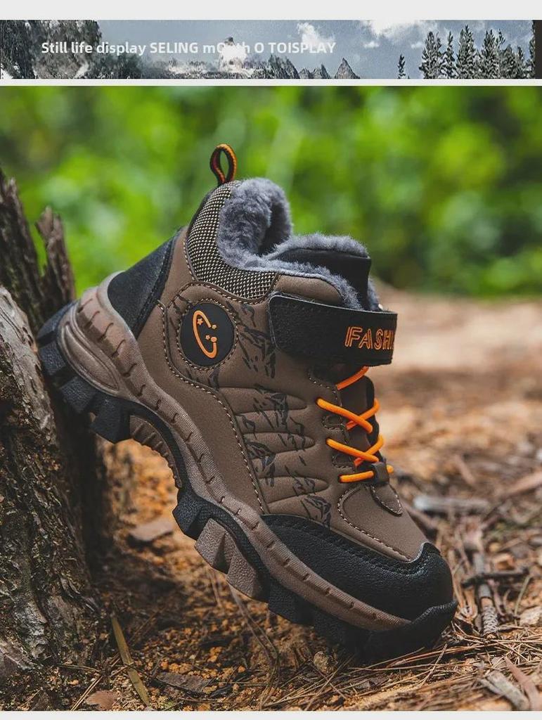 Kids' Winter Non-Slip Hiking Shoes: Warm, Lightweight, Cotton Snow Boots for Boys & Girls