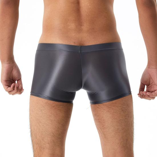 Men Boxer Underwear Low-rise U Convex Bag Briefs Glossy Silky Transparent Solid Color Boxer Briefs Smooth Thin Sports Panties