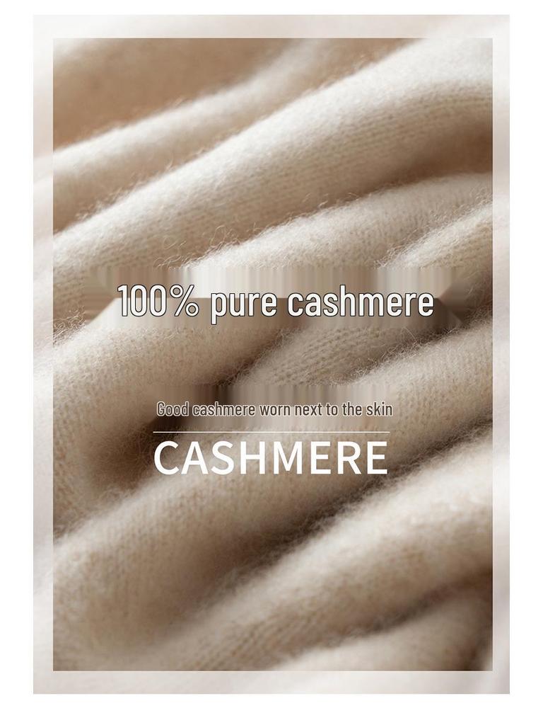 2025 Women's Cashmere Round Neck Cardigan: Solid Color, Loose Knit, Long Sleeve