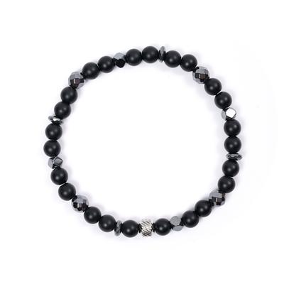 Парные браслеты Jbans Classic 6 мм, смесь черного гематита и оникса (C2101-Ac737_Bk)