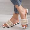 Women's Fashion Flat Sandals Artificial Pearl Rhinestone Slippers
