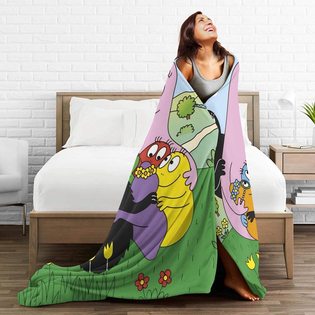Barbapapa Barbamama Family Flannel Blanket Warm Throw Blanket for Couch Bed Travel Print Bedspread Sofa Bed Cover