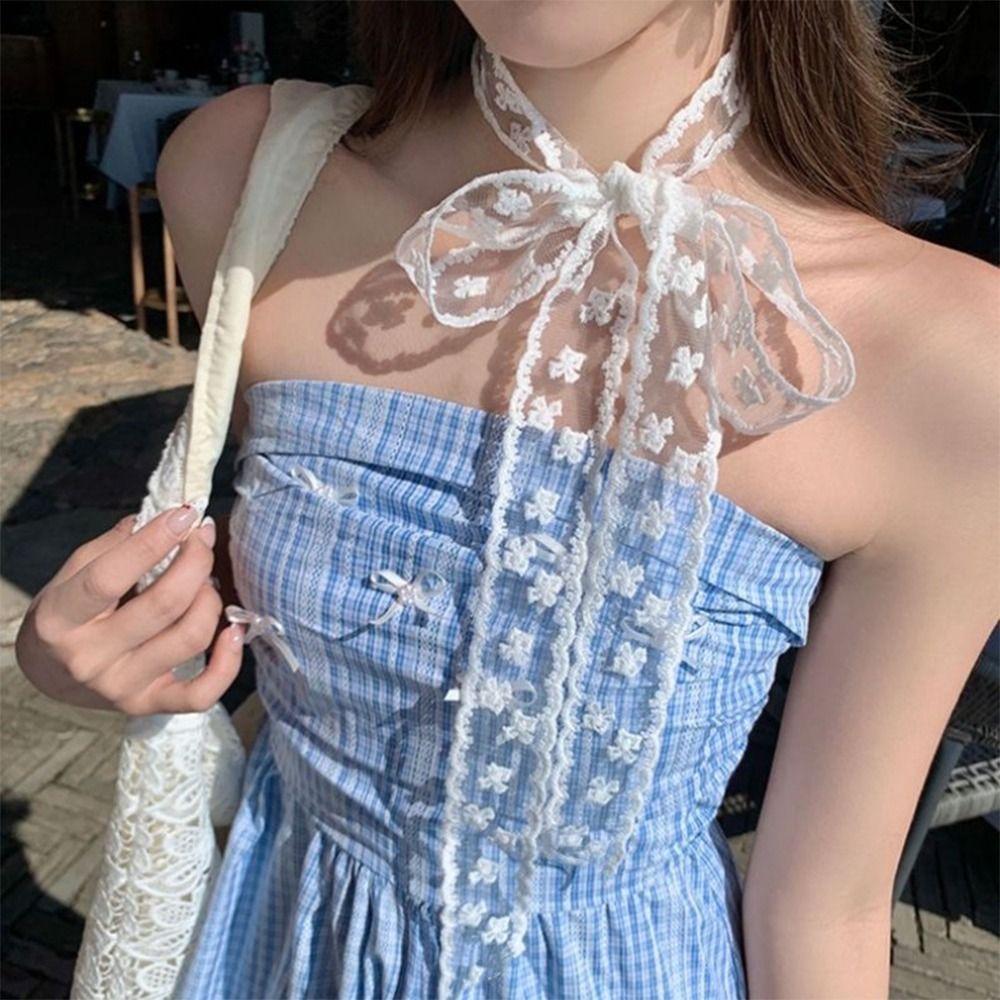 1 шт. Белый головной платок с длинной лентой-бантом, повязка на голову, платок, новый шарф для волос, летний головной убор