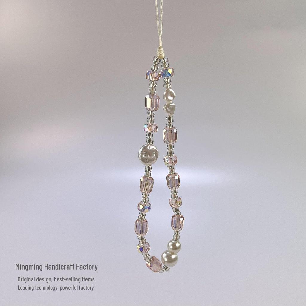 Универсальная цепочка для телефона с розовыми бриллиантами: Высококачественный браслет в японском и корейском стиле, устойчивый к падениям и потерям