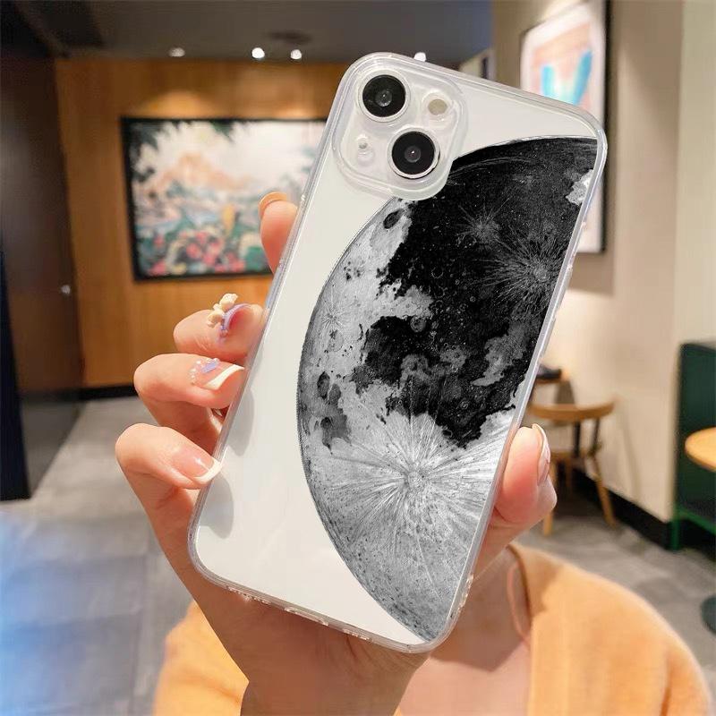 Забавный прозрачный чехол для телефона Sun Moon Angel Eyes для iPhone 14 13 11 12 Pro Max X XR XS 7 8 Plus SE, мягкий чехол, роскошный чехол, чехол