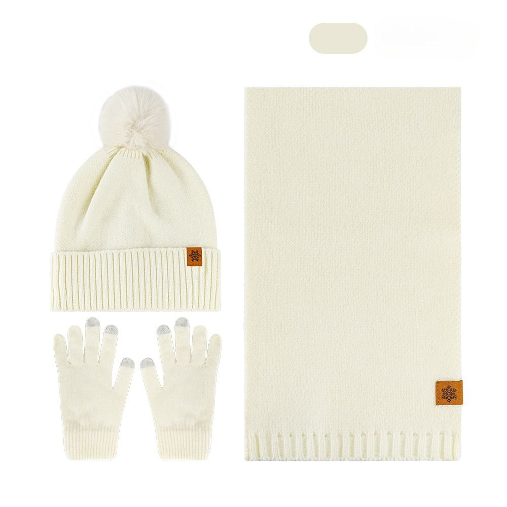 Knitted Hat Scarf Gloves Three Piece Set Winter Outdoor Velvet Warm Ear Protection Knitted Hat