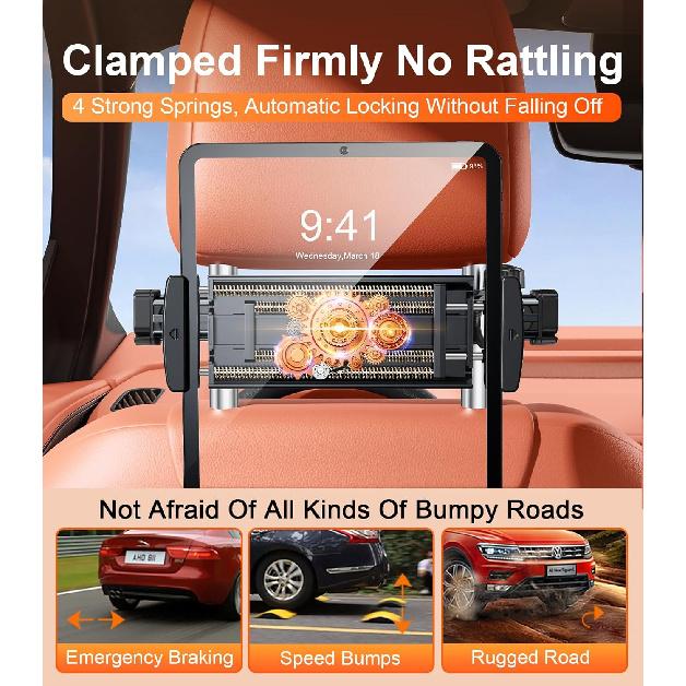 Держатель для планшета с удлинительным рычагом для подголовника автомобиля, регулируемый держатель для iPad для заднего сиденья автомобиля, обращенный назад для детей, младенцев, автомобильное крепление подходит для 4,7"-13" сотового телефона