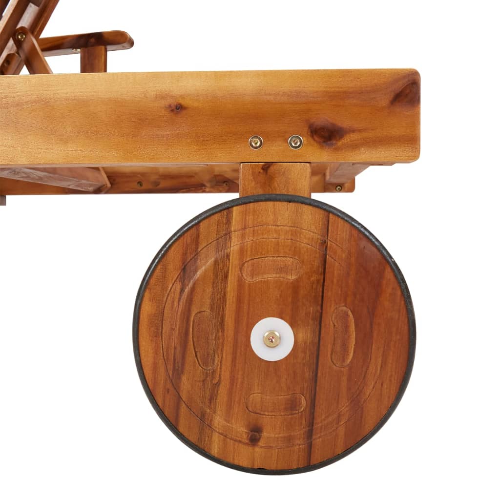 2 Piece Sun Lounger Set with Table Solid Acacia Wood