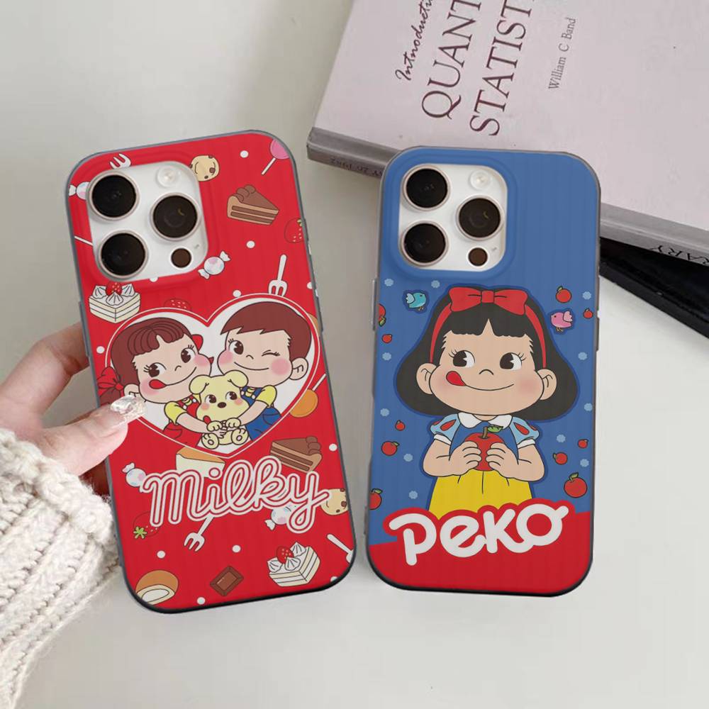 Fujiya Milky Peko Chan For IPhone 16 15 14 13 12 11 17 Pro Max Plus Wave Corrugated Phone Case Anti Drop Cover