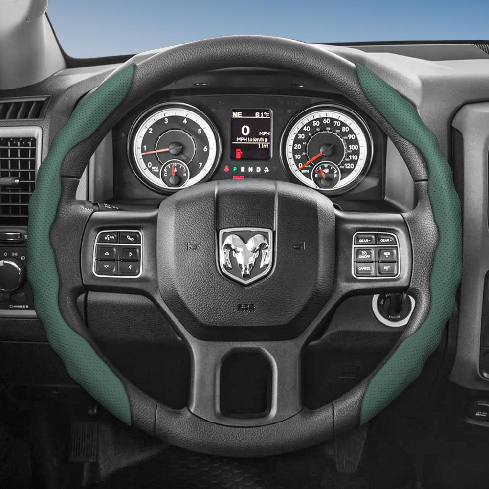 bpzsw1 Steering Wheel Cover Suitable for Ram, Wave-Shaped Sport Design, Breathable Leather, Segmented, Non-Slip, Sweat-Absorbent, for Pickup Promaster