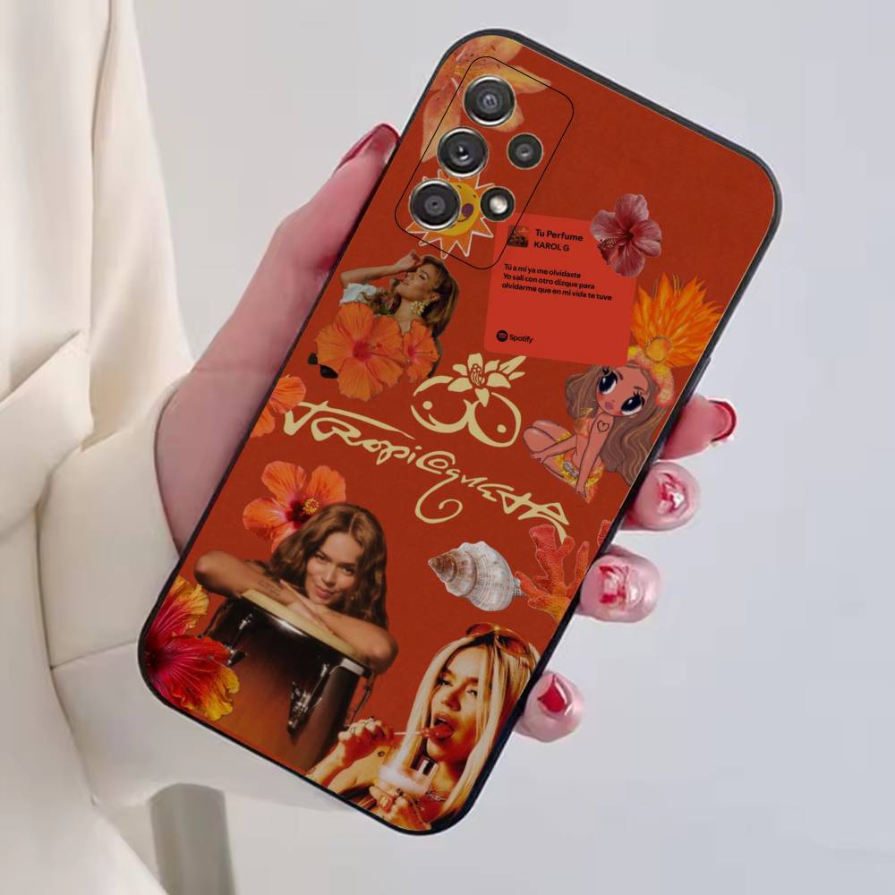 K-Karol G Dibujos Animados Phone Case For Samsung S25,S24,S21,S22,S23,S30,Ultra,S20,Plus,Fe,Soft Silicone Black Cover
