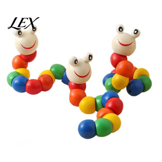 Twisting Caterpillar Toy Kids Wooden Bead Toy, Educational for Fine Motor Skills, Number Color Preschool Learning Toddlers Toddler