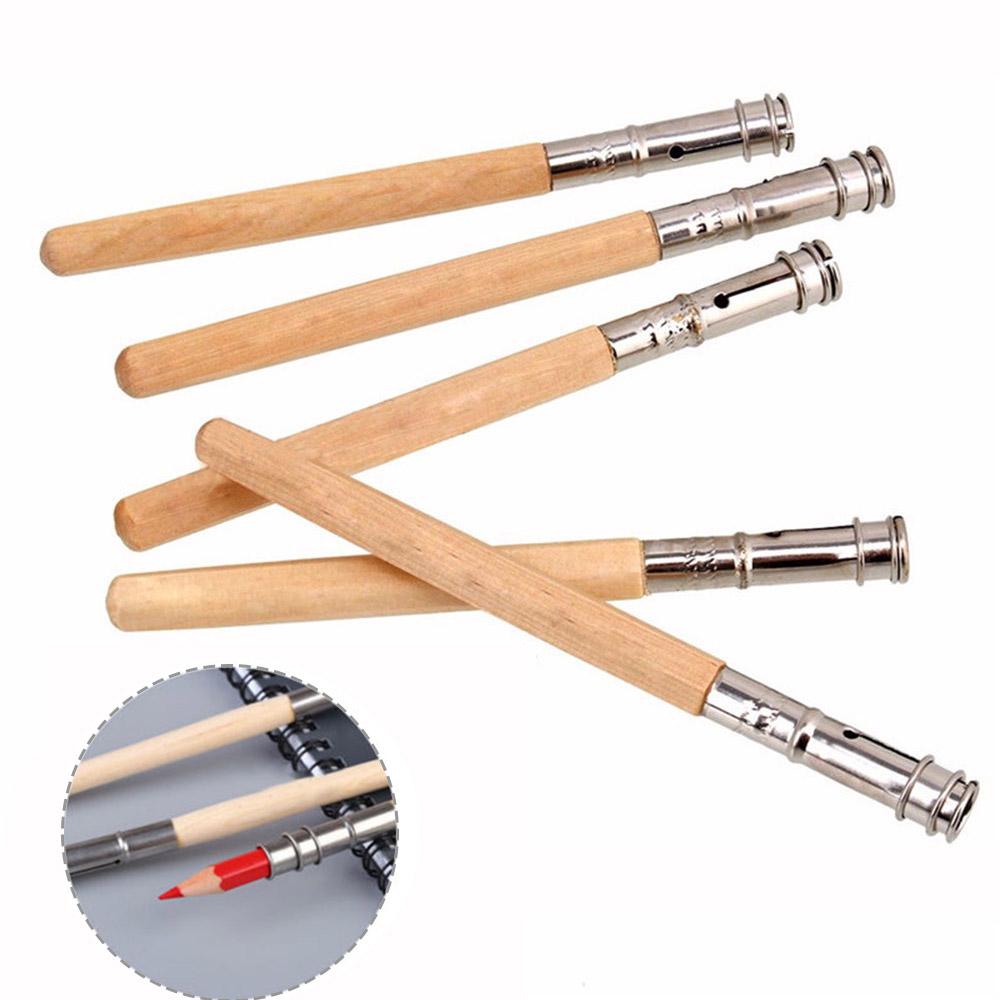 5/10PCS New Useful Adjustable Pencil Extender Art Write Tool Wooden Pen Holder Sketch Writing