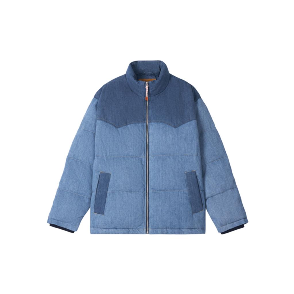 Levis Серия Зимняя Теплота Джинсовый Пэчворк Свободный Крой Удобная Теплая Стойка Модный Тренд Пуховик Унисекс Куртка 004Z9-0001