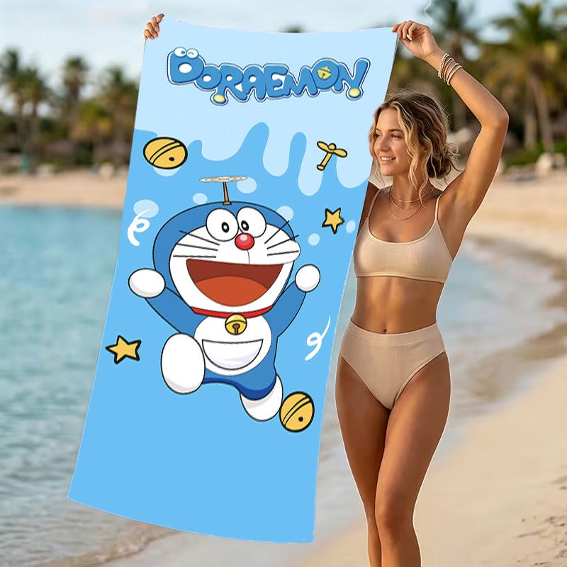 Beach Towel with Doraemon Pattern - soft,absorbent,machine washable Lightweight&Modern,swimming,Travel Essentials
