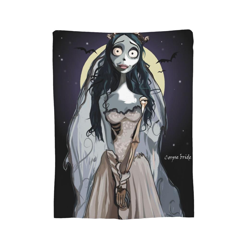 Corpse Bride Emily And Victor Blanket Flannel Print Portable Soft Throw Blankets for Sofa Bedroom Bedspread