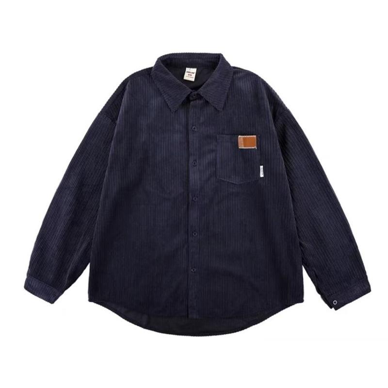 Мужская вельветовая рубашка с длинным рукавом в стиле ретро – модный свободный крой для весны и осени