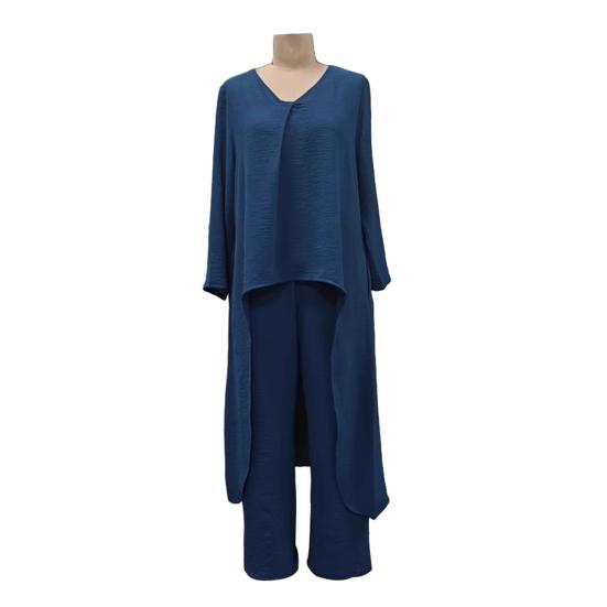 Женские комплекты из двух частей, длинный рукав, нерегулярный пуловер, топ с V-образным вырезом и широкий