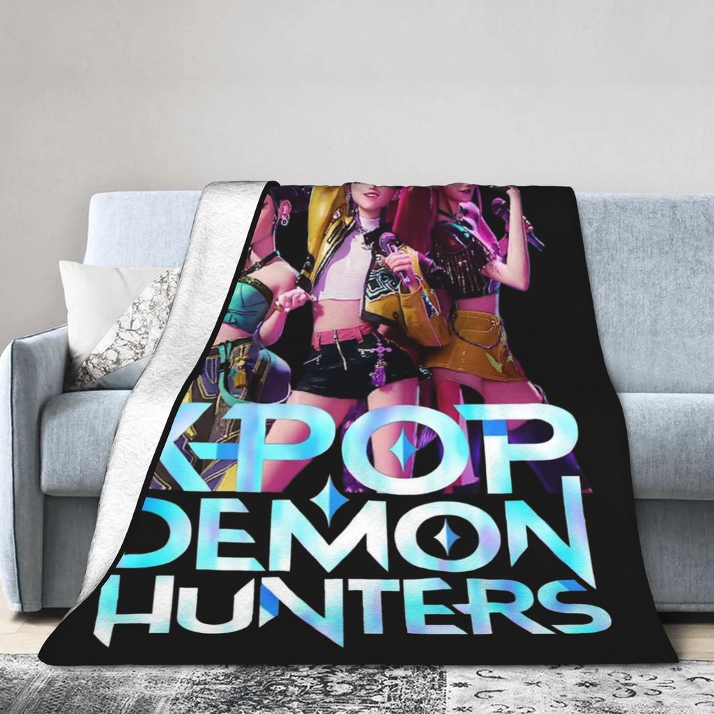 Huntrix Blanket Cover Coral Fleece Plush Kpop Demon Hunters Lightweight Throw Blankets for Home Couch Bedspread