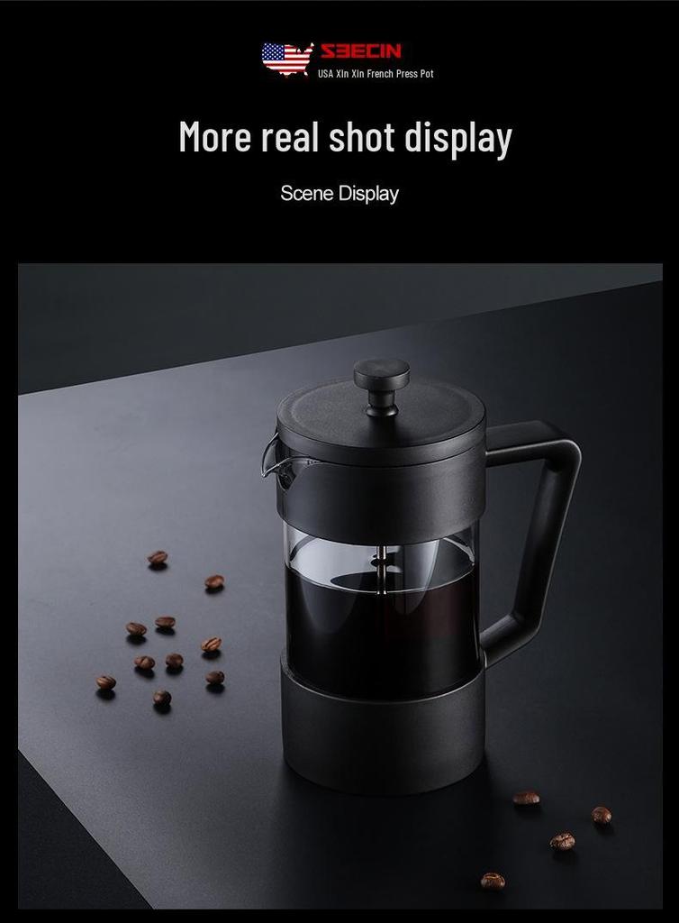 Seecin American High Borosilicate Glass French Press Coffee and Tea Maker