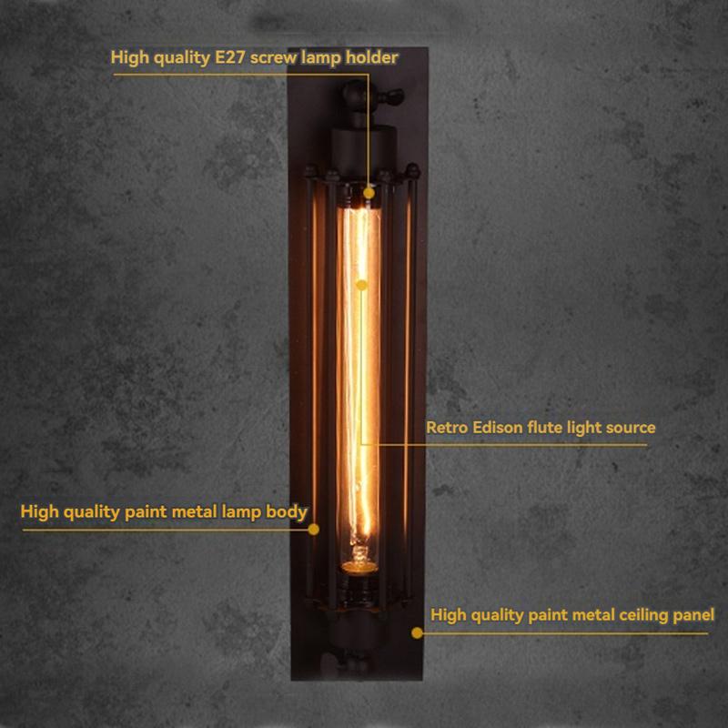 Антикварный настенный светильник Grow Flute из кованого железа, американский индустриальный стиль, ретро-ресторан, коридор, освещение, настенный светильник