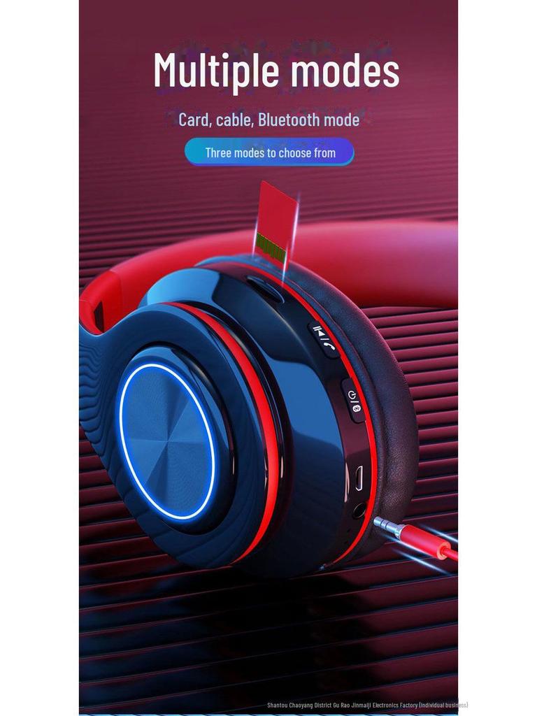 Горячая распродажа B39 светящаяся беспроводная гарнитура Bluetooth с креплением на голову - мощный бас, складная, со слотом для карты