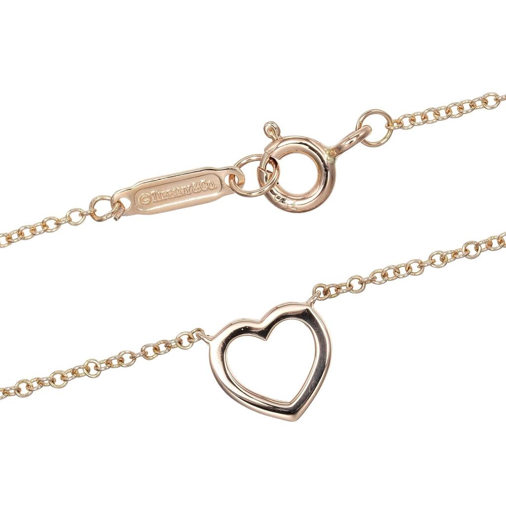TIFFANY&Co. Metro Heart Necklace K18 Pink Gold/diamond 2g Women Used