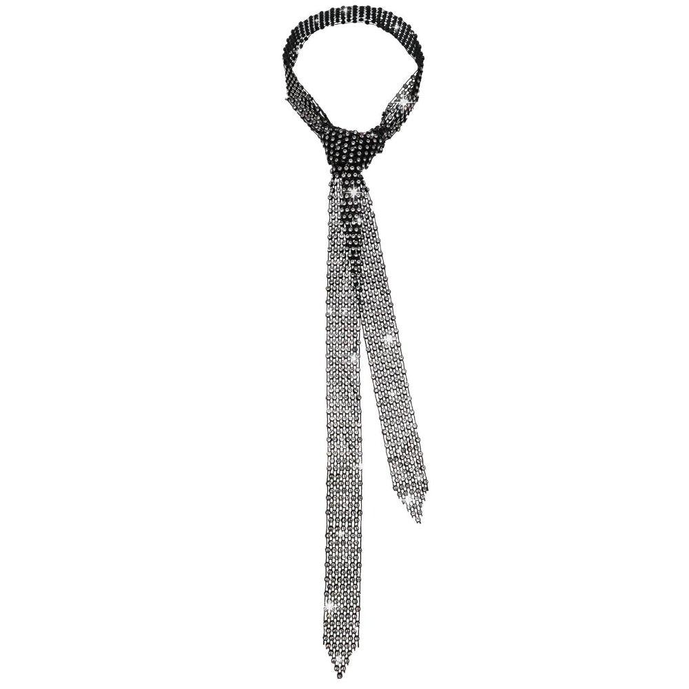 Exquisite 1.3M Long Bling Scarf Neckerchief Sparkling Luxury Shiny Rhinestones Tie Crystal Necktie Collar Jewelry Collar