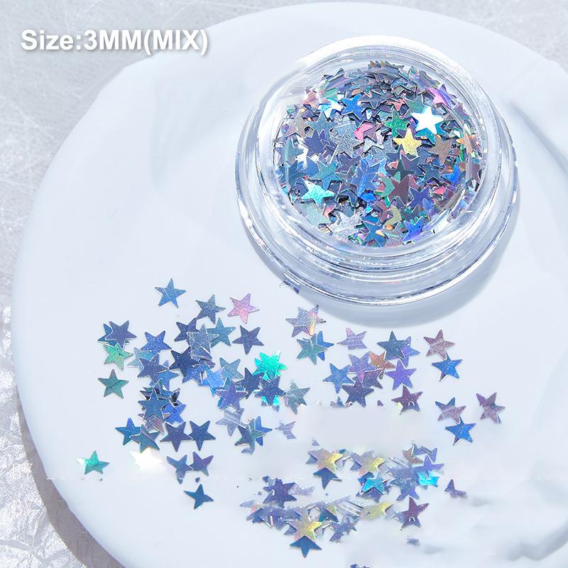 Мини сверкающий лазерный блеск для ногтей сверкающий красочный патч любовь бабочка волна точка звездный лазер серебряный блеск для ногтей украшение