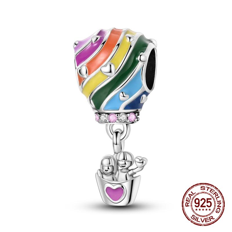 925 Sterling Silver Travel Series Camera Bicycle Tower Compass Bag Pendant Charm Fit 4mm Aperture Bracelet DIY Bead Jewelry Gift