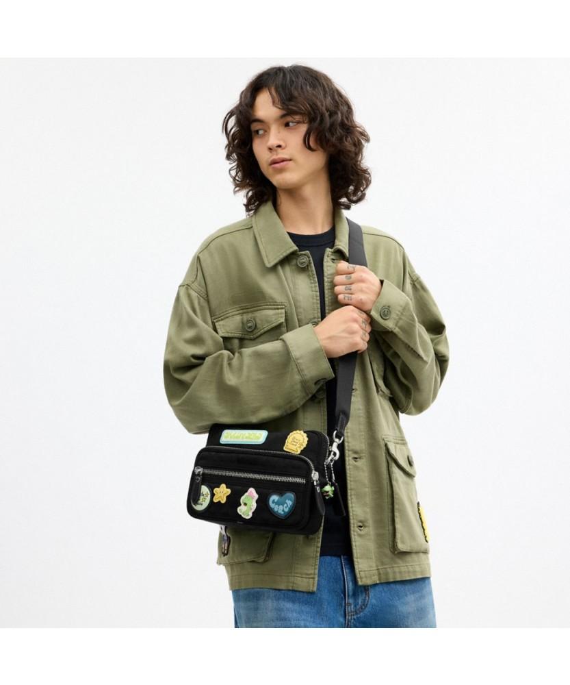 Coach X Brain Dead Dakota Crossbody Bag In Signature Nylon With Patch Cfd99 Blc