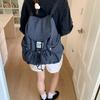 2025 Korean Plaid Backpack Design Casual Large-capacity Drawstring Solid Color Women's Bag Street Trend Lightweight Backpack