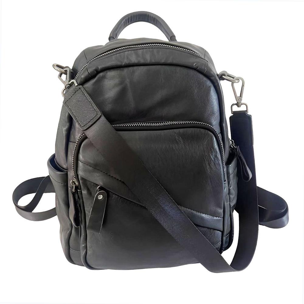 Кожаный рюкзак женский дорожный универсальный рюкзак черный модная женская сумка бутик