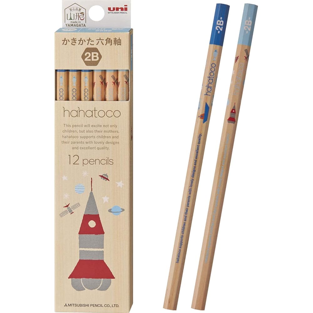 Карандаш для рисования Mitsubishi Pencil Hatoko Деревянный стержень HT02 2B Космос и Море 1 дюжина K56222B