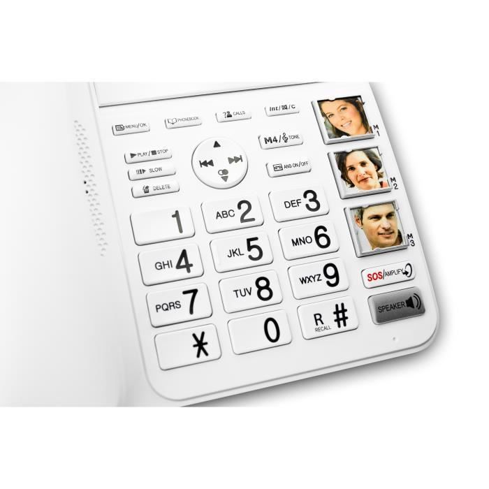 Téléphone fixe seniors amplifié GEEMARC CL595 - grosses touches avec photos et boutons SOS