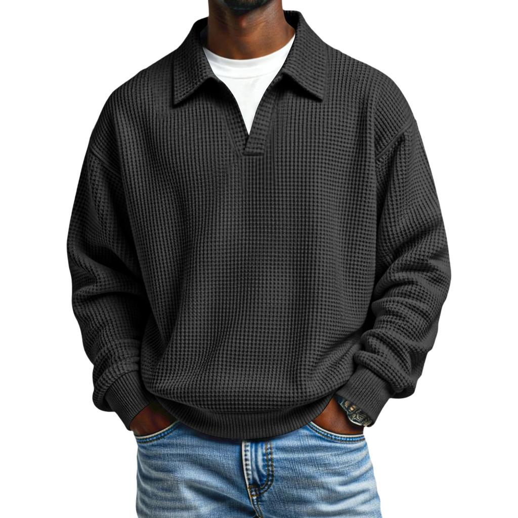 Men's Collarless Casual Sweatshirt Without Buttons