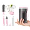 VOGOGE Travel Bottle Cleaning Brush Set with Bottle Stand, Baby Travel Essentials, Safe Materials, BPA-Free, Pink