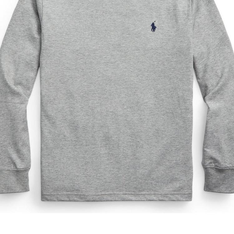 Вышитый логотип Polo Ralph Lauren, однотонный свитер с круглым вырезом и длинными рукавами, детский свитер, серый 323854677-069