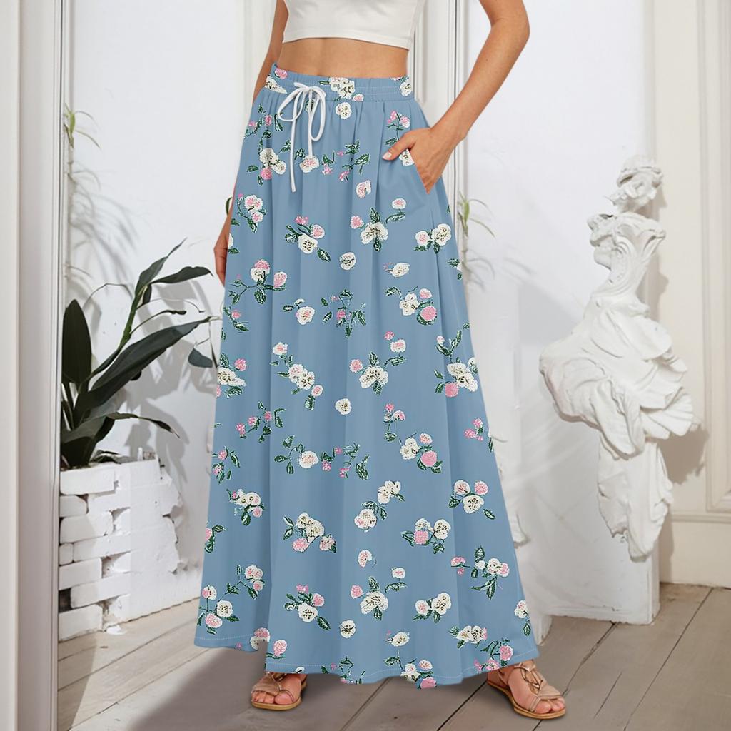 Женские струящиеся расклешенные юбки-макси с оборками и эластичным поясом, элегантные многослойные длинные юбки в стиле бохо