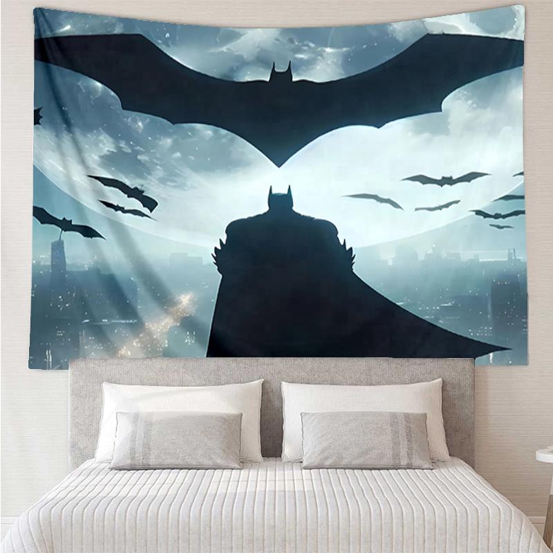 Batman Print Tapestry, Backdrop, Easy Setup, Ideal for Bedroom, Office & Living Room, with Aesthetic Wall Hanging Decor.